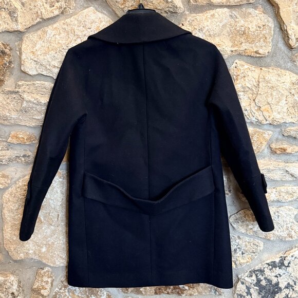 J. Crew Melton Wool Classic Pea Coat Jacket Black plus size 4 - Picture 3 of 9